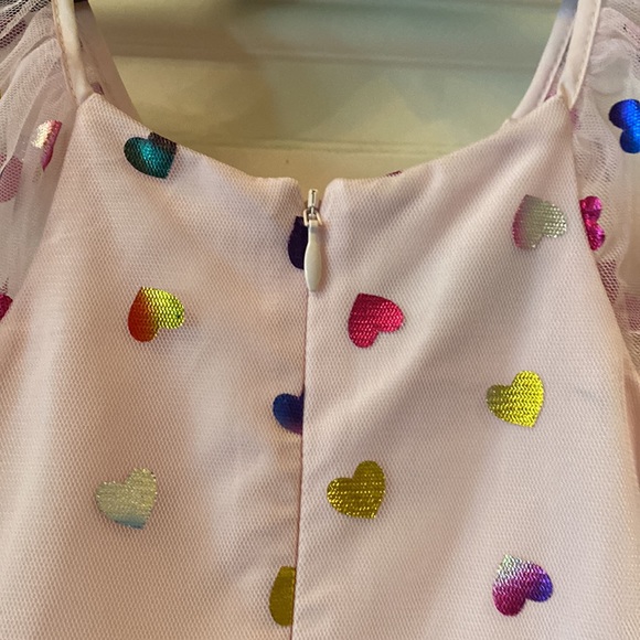 Pippa and Julie sz 2T metallic heart mesh fit and flare dress. Lined like new - Picture 5 of 6